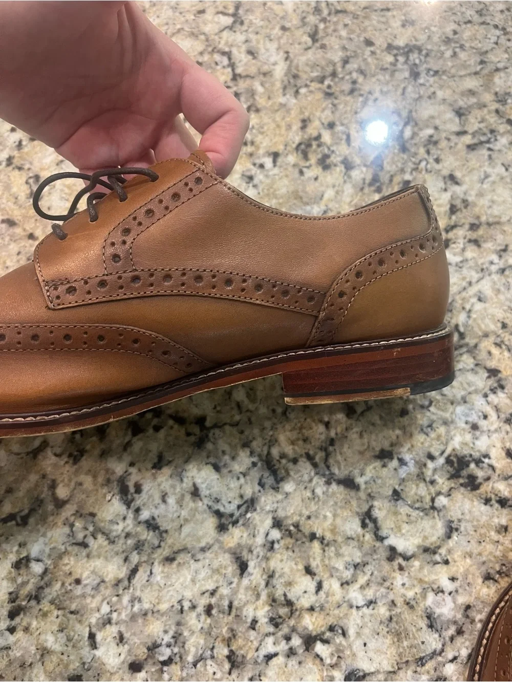 Joseph Abboud Brown Leather Wingtip Derby Oxfords Tie Classic Mens Size 12